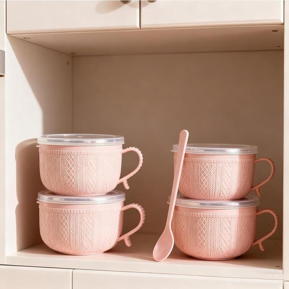 New Set of 25-Oz Mug Meals W/Lid-Its, Meal Mugs Set with Lids for Coffee Soups and Stews, Round Holiday Meal Mugs Ideal Christmas Gift Set