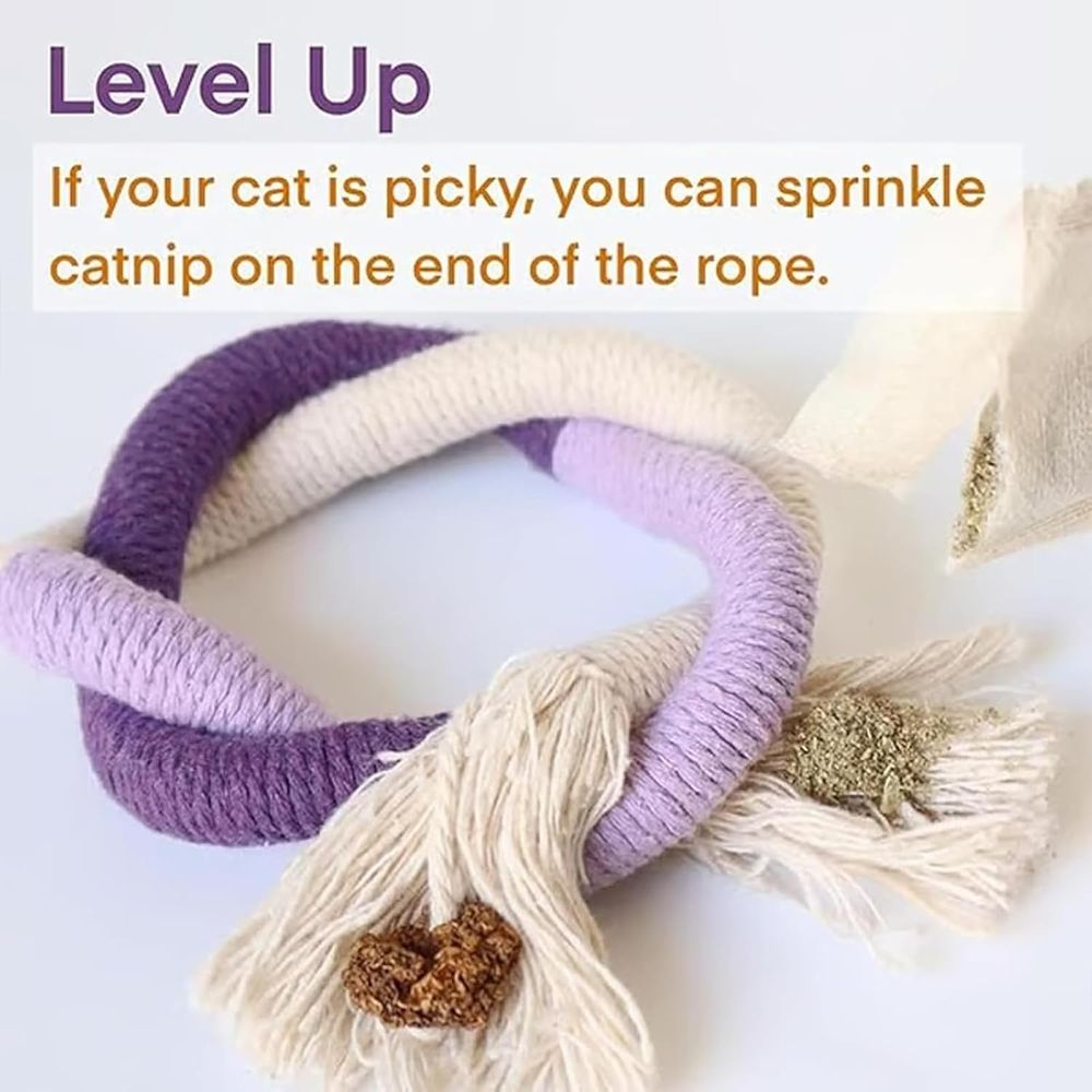 Catnip Chew Rope Toy – Natural, 27.56" Silvervine Chew Toy for Teeth Cleaning, Natural Sisal Cotton Rope Cat Toys with Catnip for Indoor Cats and Kittens Oral Care