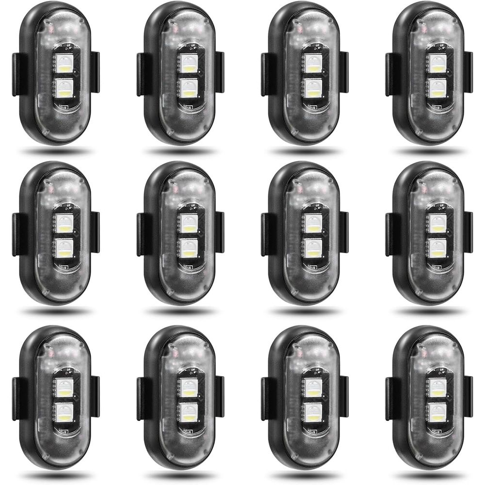 12PCS Wireless Led Strobe Lights, Wireless LED Strobe Lights with Remote Control, 7 Colors IP65 Waterproof USB High Brightness Anti-Collision for Car Motorcycle Drone