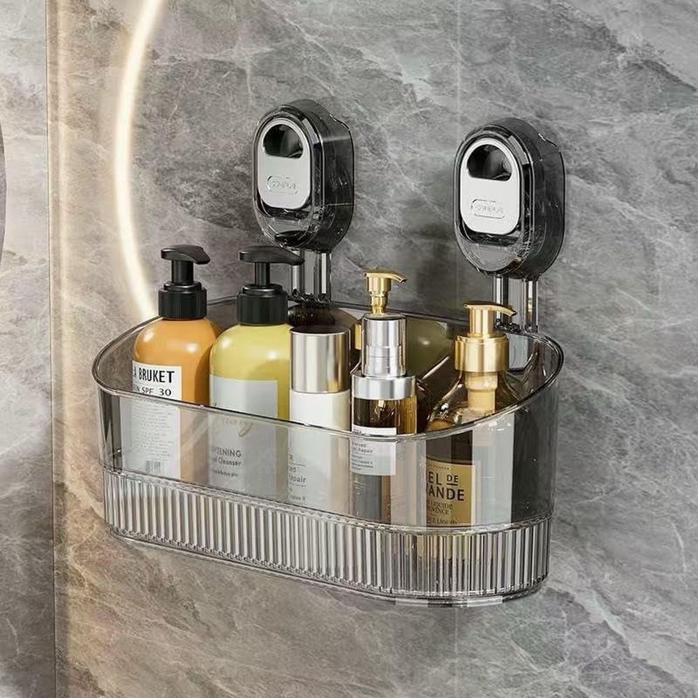 Clear Bathroom Shower Caddy, Wall Mount Storage Shelf with Suction Cups,Bathroom Storage Shelf 12.7x4.5x3.5 inchesLoad-bearing capacity: 22Ib 1piece (transparent)