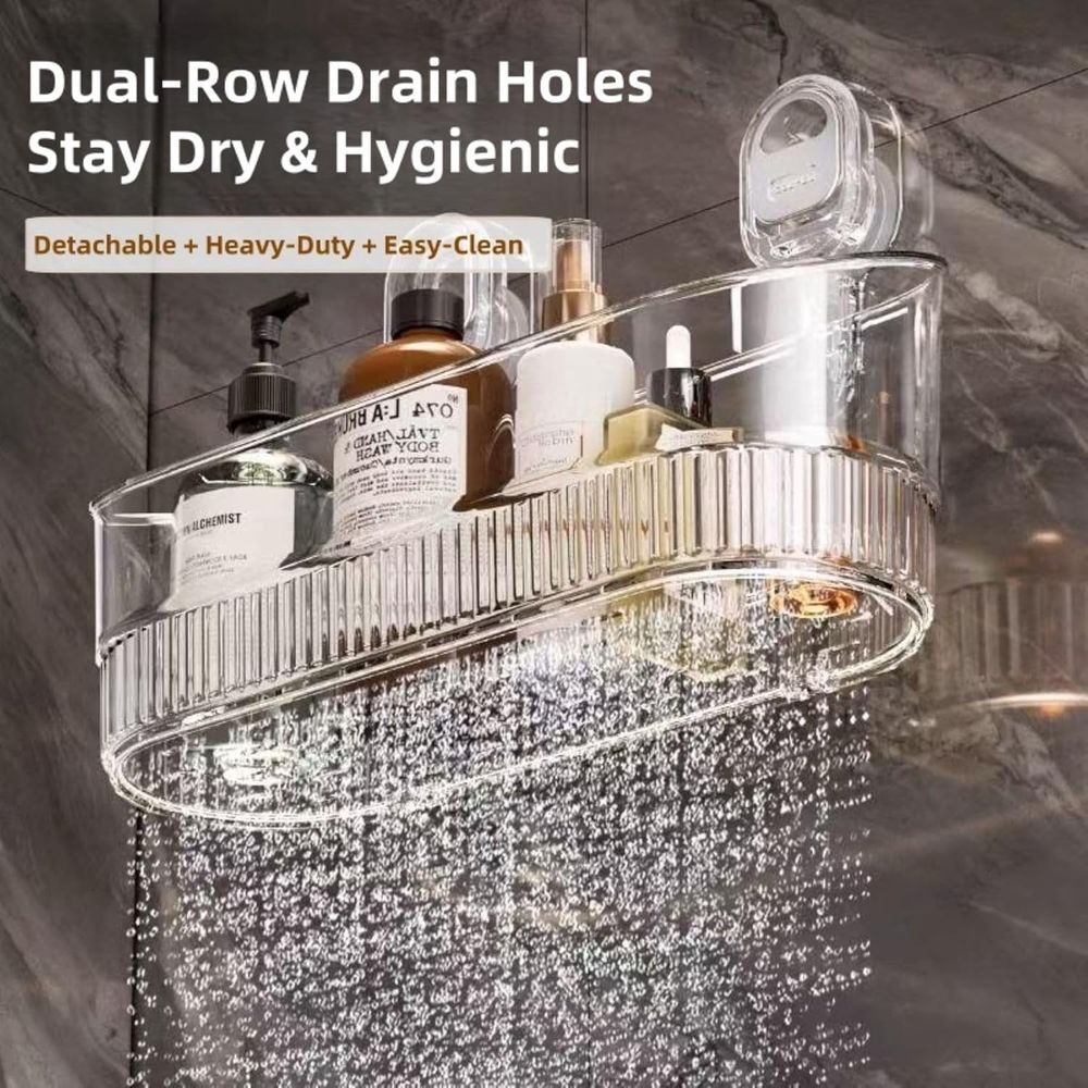 Clear Bathroom Shower Caddy, Wall Mount Storage Shelf with Suction Cups,Bathroom Storage Shelf 12.7x4.5x3.5 inchesLoad-bearing capacity: 22Ib 1piece (transparent)