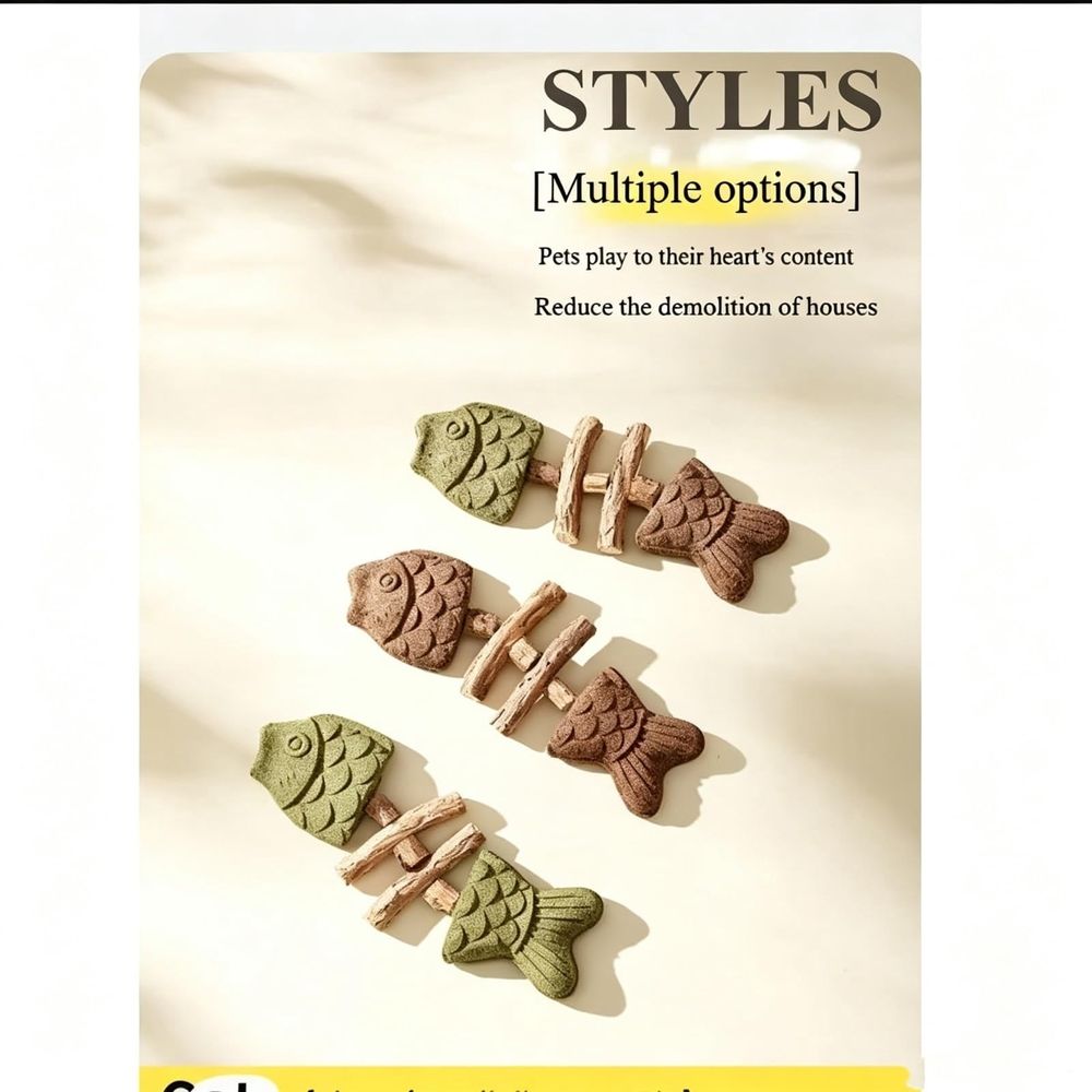 Catnip and Silvervine Chew, Natural Silvervine Fish Bone Dental Chew, Teeth Cleaning & Boredom Relief Toy for Indoor Cats