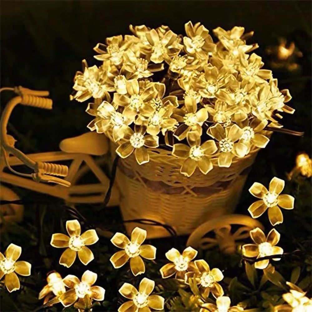 Solar Flower String Lights with 20 LED Cherry Blossom Bulbs | Outdoor Solar Powered Fairy Lights for Garden Fence Patio Yard | Waterproof Christmas Tree Home Wedding Party Decoration