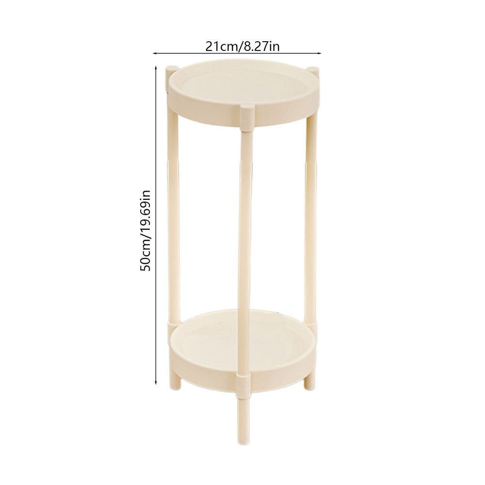 Small Side Table | End Table or Coffee Table with 2-Tier Storage | Modern Compact Round Table for Living Room or Bedroom | White Plastic with Steel Frame | Snack Table, Nightstand, or Corner Table