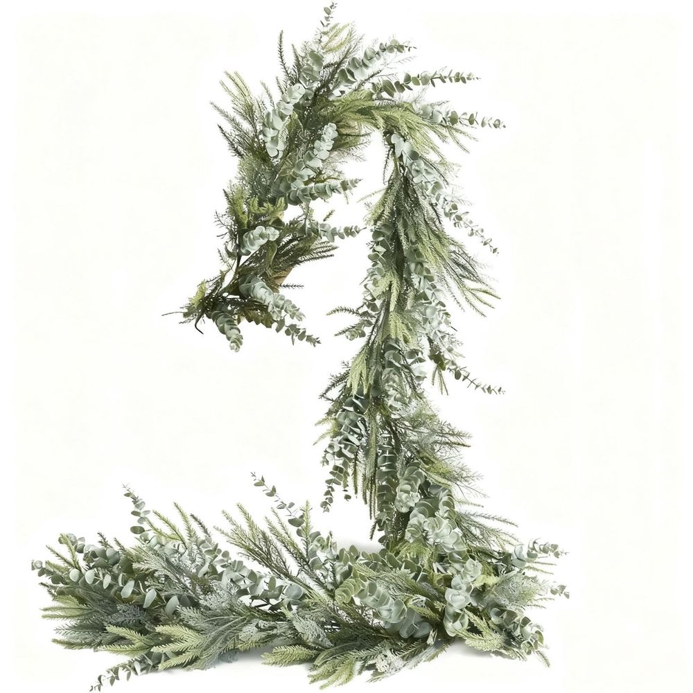 Artificial Christmas Garland | 9-Foot Faux Pine Needle Vine with Rattan Wrapping for Indoor Outdoor Holiday Decor | Green Plastic Fake Greenery for Mantle Door Window Wedding Living Room Decoration