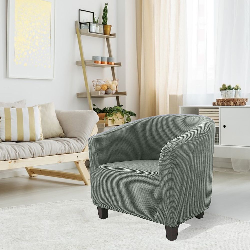 Stretch Barrel Chair Cover Printed Tub Chair Slipcover Spandex Armchair Cover Removable Couch Furniture Protector for Living Room Home Decor - Soft Club Chair Slipcover 1 Pack