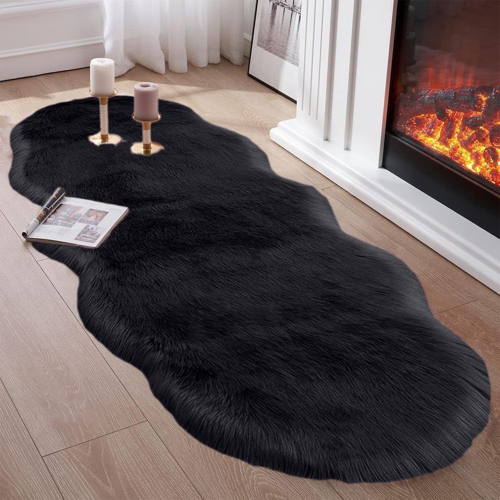 55in Extra Large Plush Rug for Bedroom Living Room - Soft Long Velvet Fleece Carpet Runner - Thick Non Slip Washable Bathroom Mat - Water Absorbent Comfortable Floor Rug for Home
