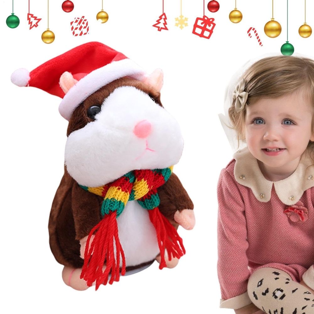 Talking Hamster Plush Toy Repeats What You Say - Interactive Speaking Plushie for Kids - Soft Stuffed Animal Pet That Walks and Talks - Educational Toy for Toddlers Boys Girls - Fun Gift