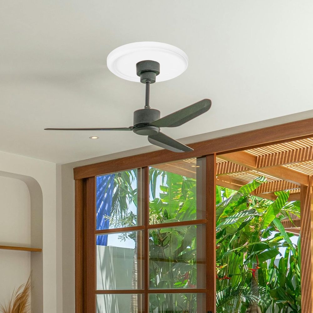 White Ceiling Medallion Polyurethane Easy Install for Light Fixtures