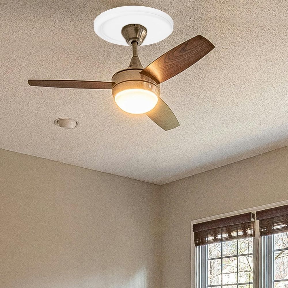 White Ceiling Medallion Polyurethane Easy Install for Light Fixtures