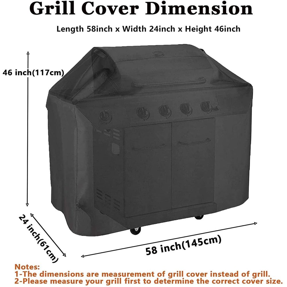 58 inch BBQ Gas Grill Cover, Waterproof, Rip-Proof, Weather & UV Resistant, Fits Grills of Weber