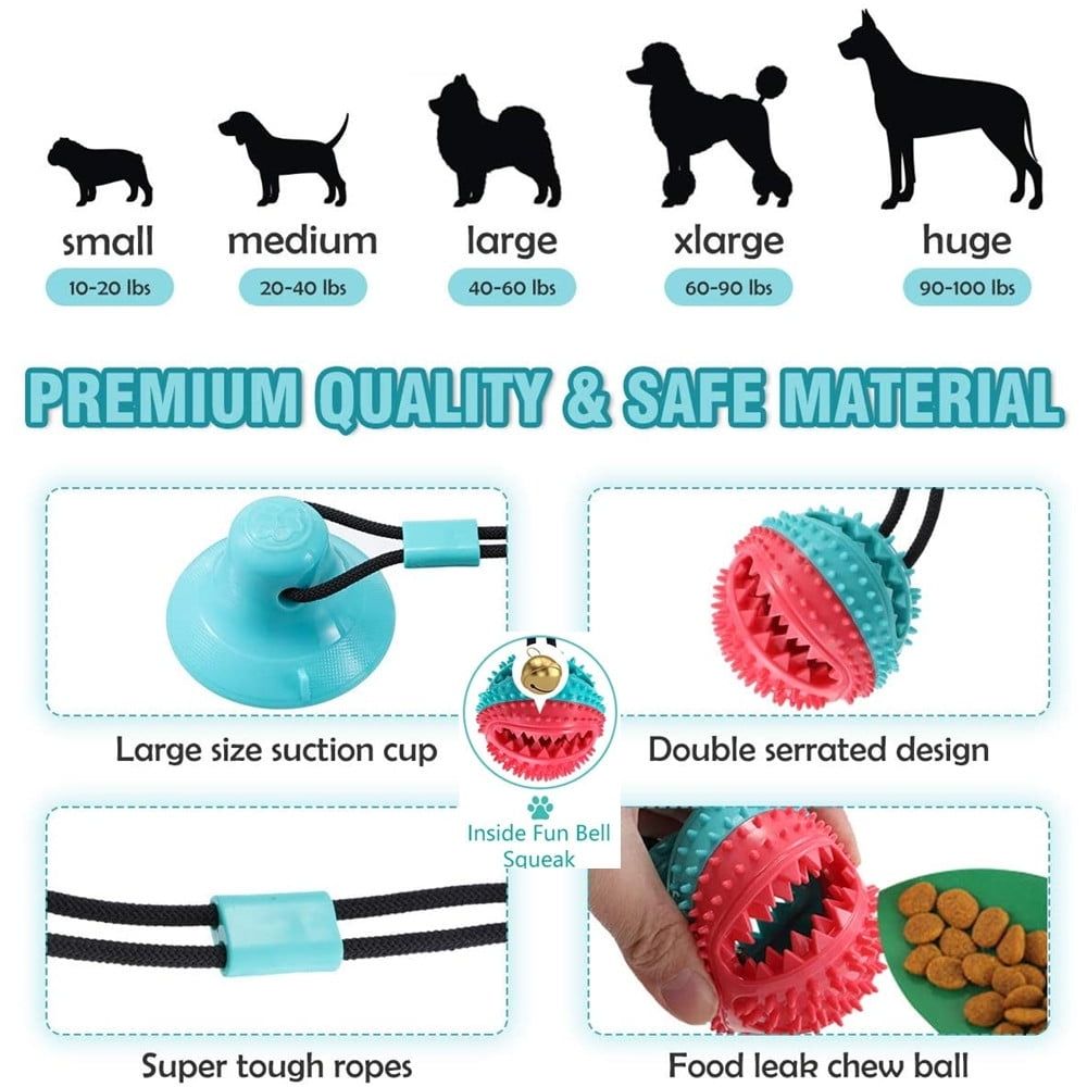 Suction Cup Dog Toy for Tug of War, Dog Chew Toys for Aggressive Chewers Interactive Dog Toys, Durable Teeth Cleaning Dog Toy