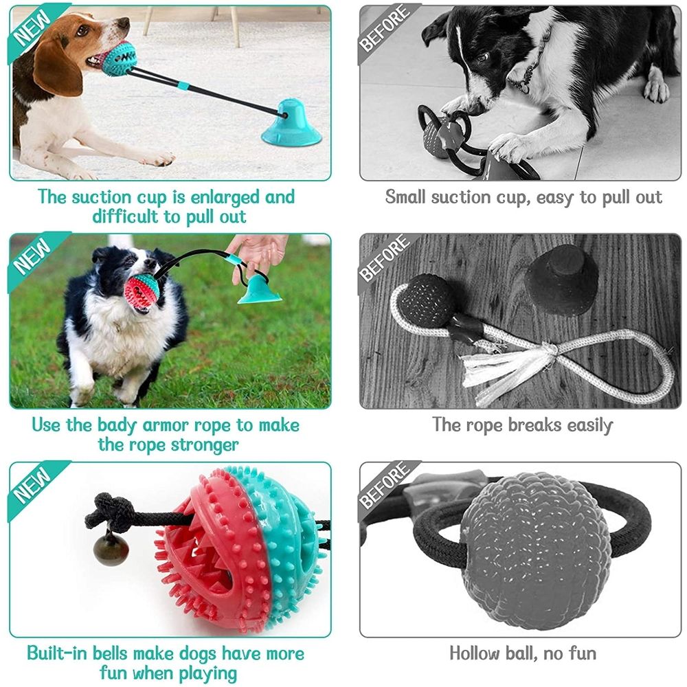 Suction Cup Dog Toy for Tug of War, Dog Chew Toys for Aggressive Chewers Interactive Dog Toys, Durable Teeth Cleaning Dog Toy