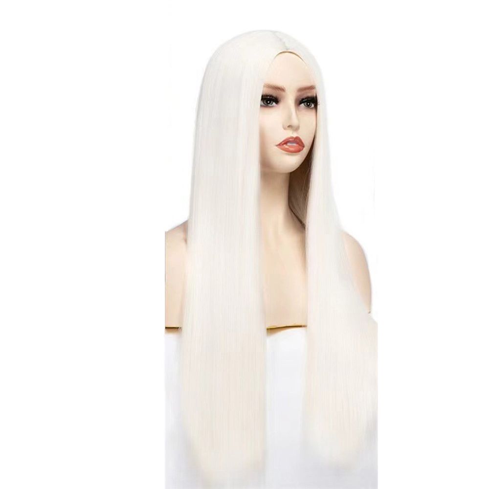 White Synthetic Lace Front Wig Straight Free Part Heat Resistant Fiber Hair Glueless Lace Wigs For Women Party Use Lace Wigs