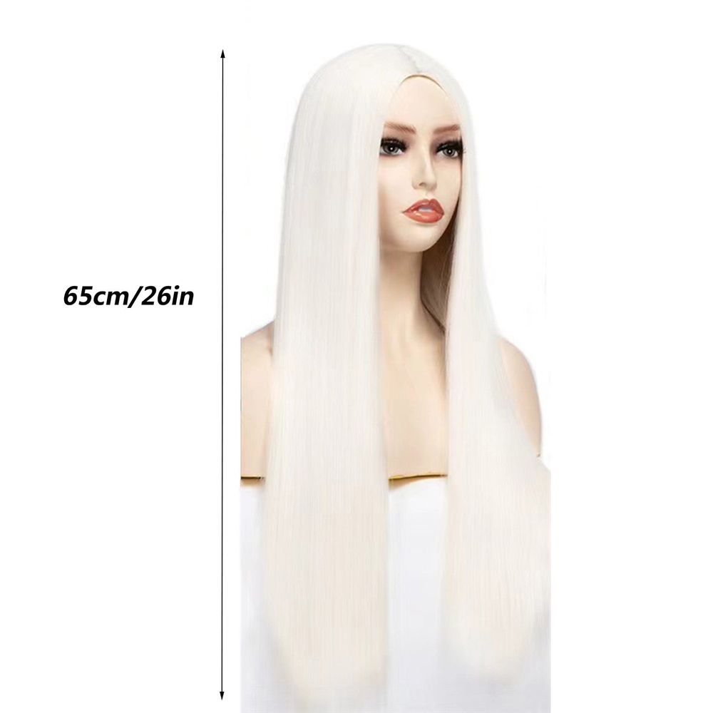 White Synthetic Lace Front Wig Straight Free Part Heat Resistant Fiber Hair Glueless Lace Wigs For Women Party Use Lace Wigs