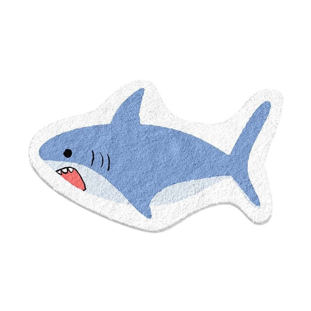 Shark Shaped Bathroom Rugs, Cute Cartoon Bath Mat Blue Bath Mats for Bathroom Soft Shower Rug Entrance Indoor Outdoor Rug (20 * 32inch)