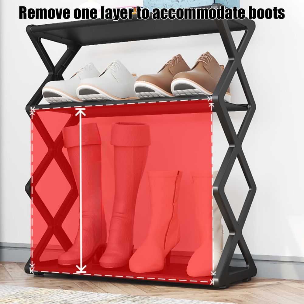 Shoe Rack, Space Saving, Adjustable Collapsible Shoe Storage For Entryway Closet And Hallway