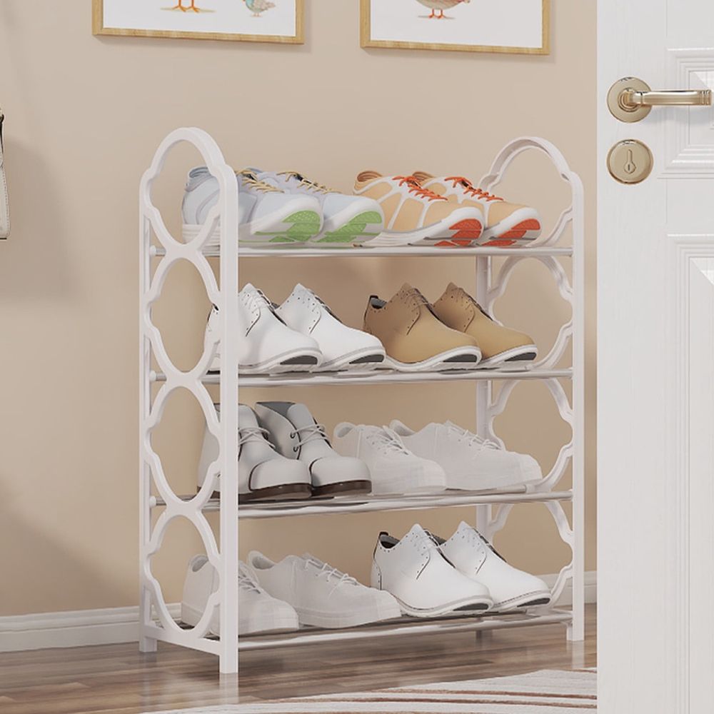 Stackable Shoe Rack, 4 Tier Metal Shoes Rack Storage Shelf, Holds Up To 20 Pairs Shoes, Shoe Rack Organizer For Closet Entryway Small Spaces
