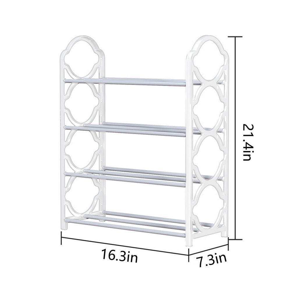 Stackable Shoe Rack, 4 Tier Metal Shoes Rack Storage Shelf, Holds Up To 20 Pairs Shoes, Shoe Rack Organizer For Closet Entryway Small Spaces
