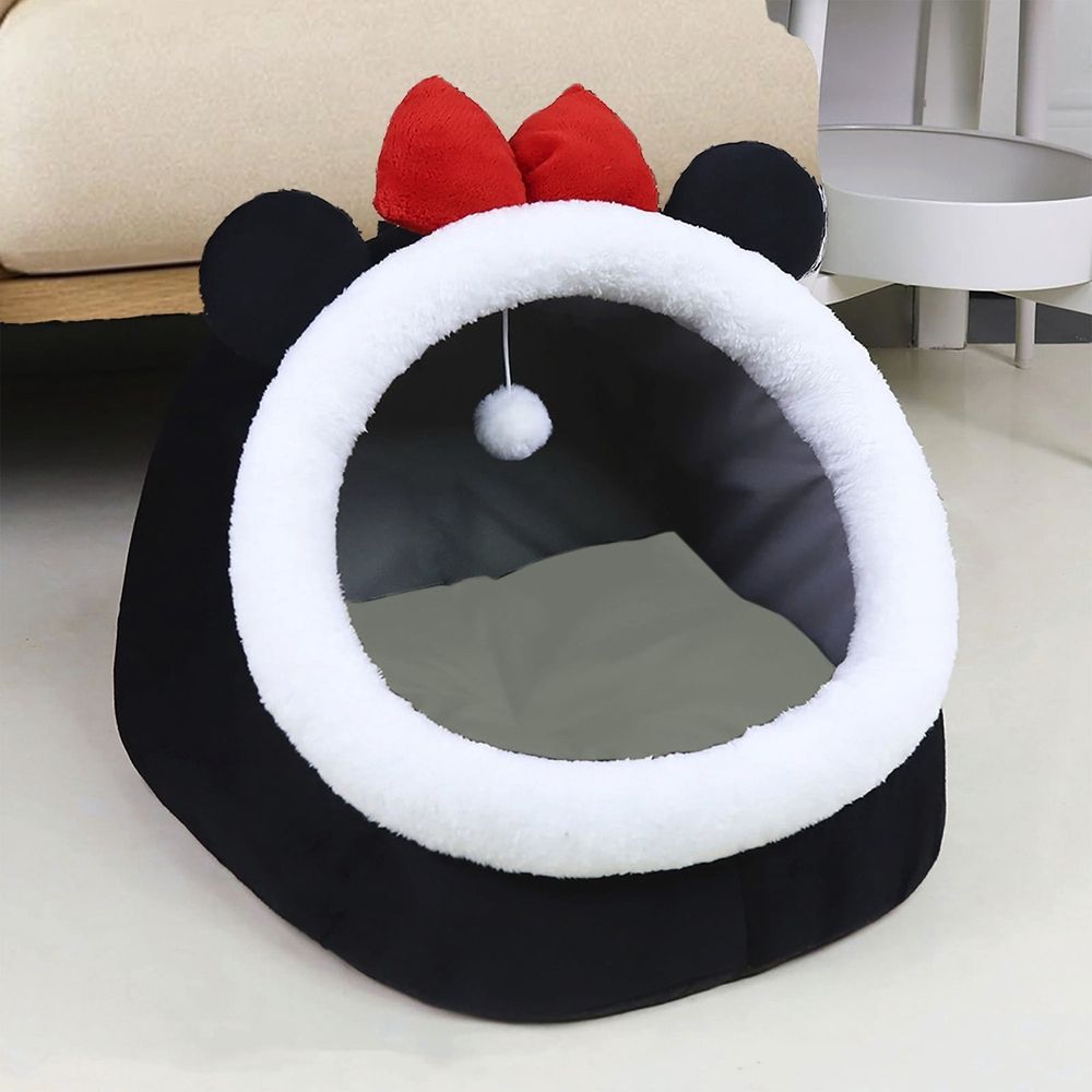 Cat Bed, Orthopedic Memory Foam Cat Beds for Indoor Cats, Enclosed Cave Design with Washable Inner Cushion, Cat House with Hanging Toy