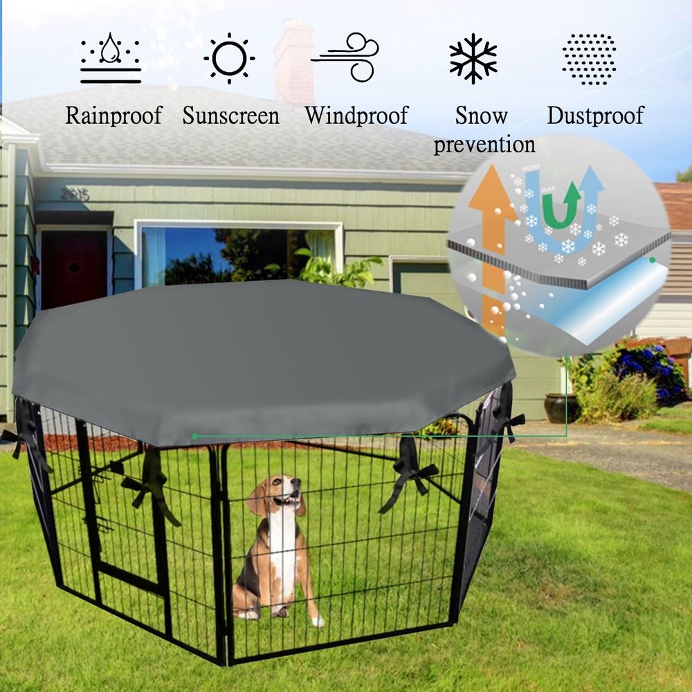 Dog Crate Cover, Sun/Rain Proof Kennel With Ties, Durable Heavy Duty Kennel Cover, Windproof Waterproof Uv-Resistant, Machine Washable, Reduces Barking & Chewing