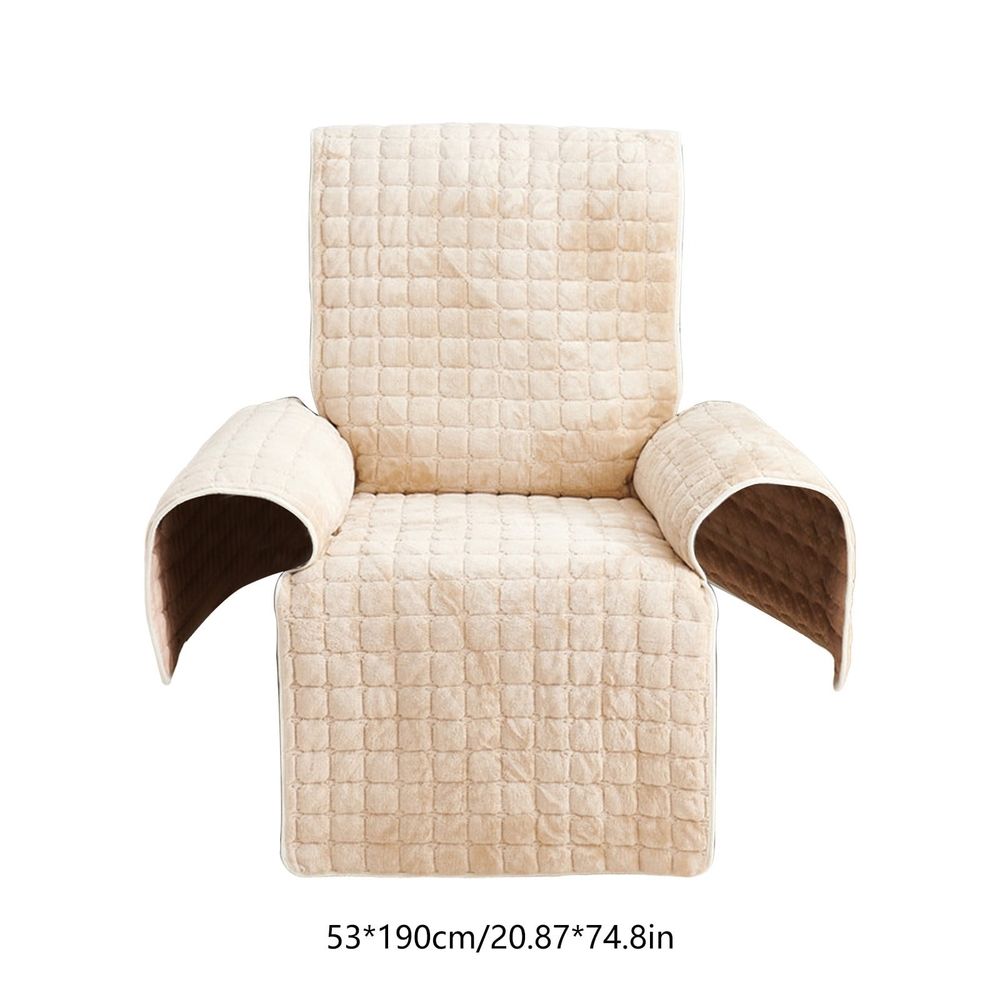 Velvet Recliner Chair Cover | Nonslip Sofa Protector with Elastic Straps for Pets | Washable Furniture Slipcover, 1-Pack, Beige