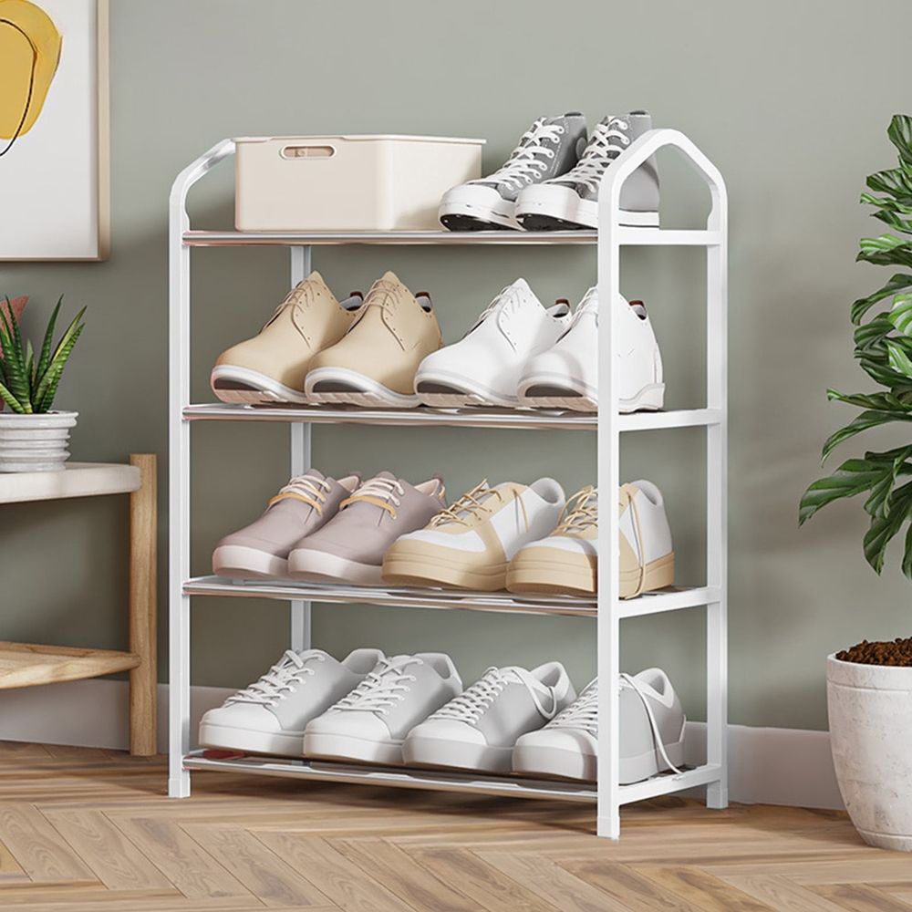 Shoe Rack, 4 Tier Shoe Storage Organizer, Space-Saving Shoe Shelf , Stackable Free Standing Shoe Storage Shelf For Closet, Entryway, Front Door, Entrance