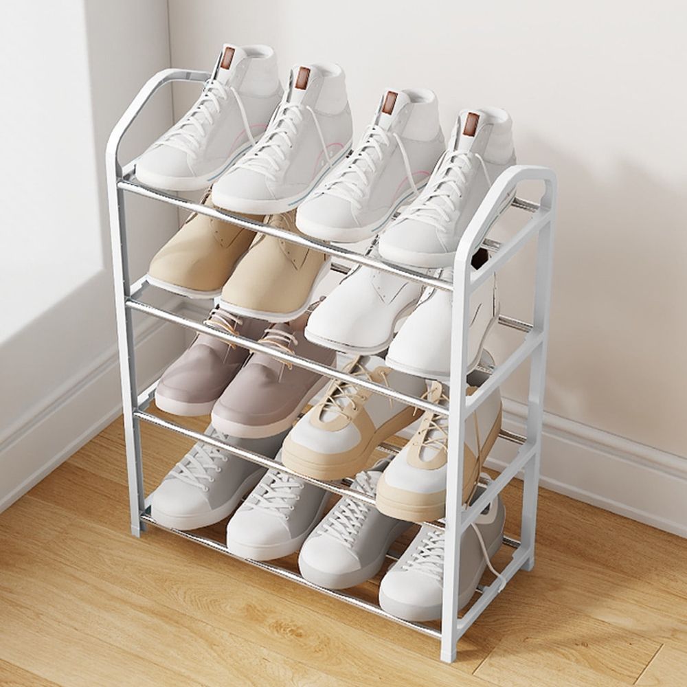 Shoe Rack, 4 Tier Shoe Storage Organizer, Space-Saving Shoe Shelf , Stackable Free Standing Shoe Storage Shelf For Closet, Entryway, Front Door, Entrance