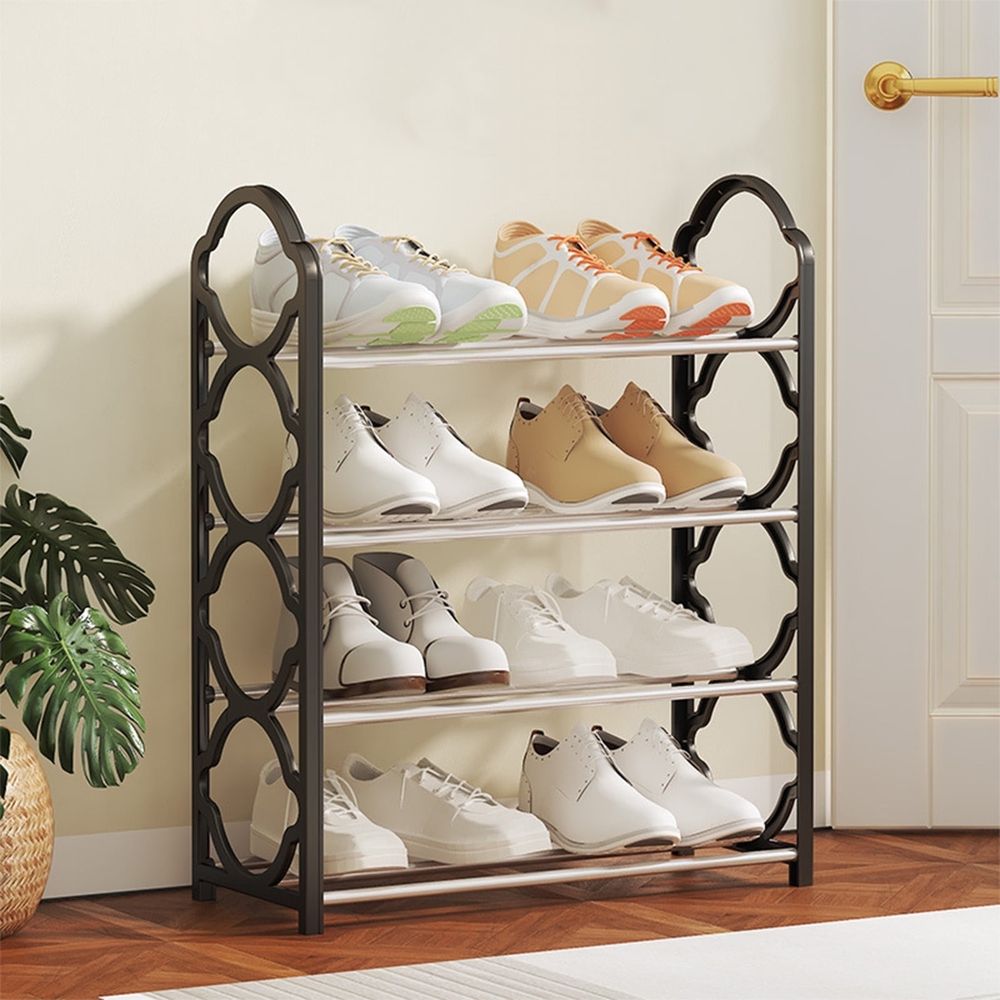 Metal Shoe Rack, 4-Tier Large Capacity Organizer, Easy to Assemble Metal Wide Shoe Shelf, Durable Shelves for Bedroom, Closet, Entryway, Dorm Room