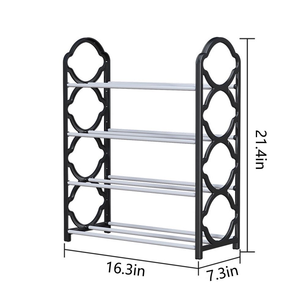 Metal Shoe Rack, 4-Tier Large Capacity Organizer, Easy to Assemble Metal Wide Shoe Shelf, Durable Shelves for Bedroom, Closet, Entryway, Dorm Room