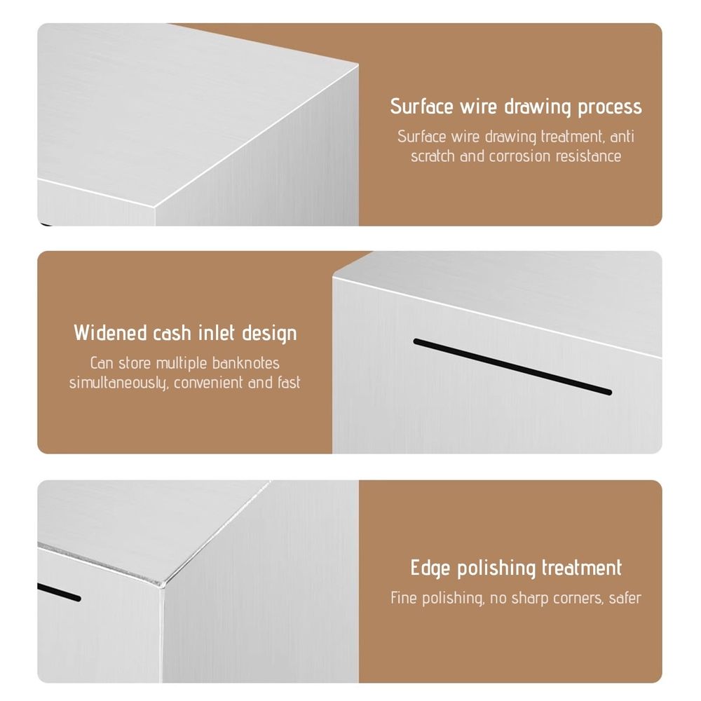 Stainless Steel Piggy Bank, Must Break To Open Metal Money Bank, Unbreakable Savings Box Money Bank Cash Coin Jar