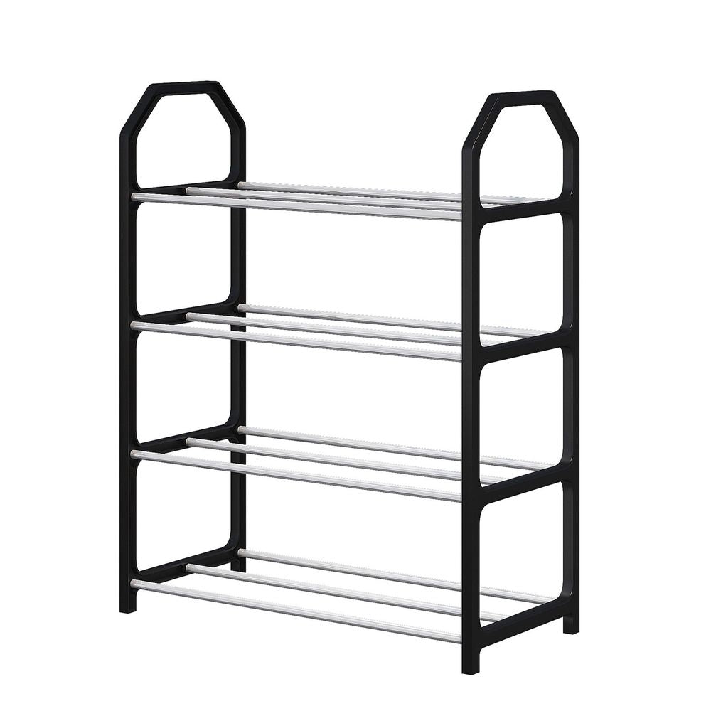 4-Tier Expandable Shoe Rack, Adjustable Length Metal Shoe Storage Organizer, Heavy Duty Metal Frame, for Closet, Entryway, and Hallway Organization