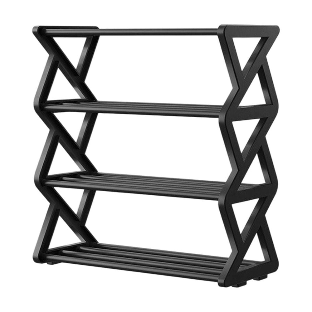 4 Tier Shoe Rack Organizer for Entryway Closet - Plastic Stackable Shoe Storage Shelves for Men Women - Narrow Shoe Shelf for Bedroom Hallway Garage - Easy Assembly No Tools Needed
