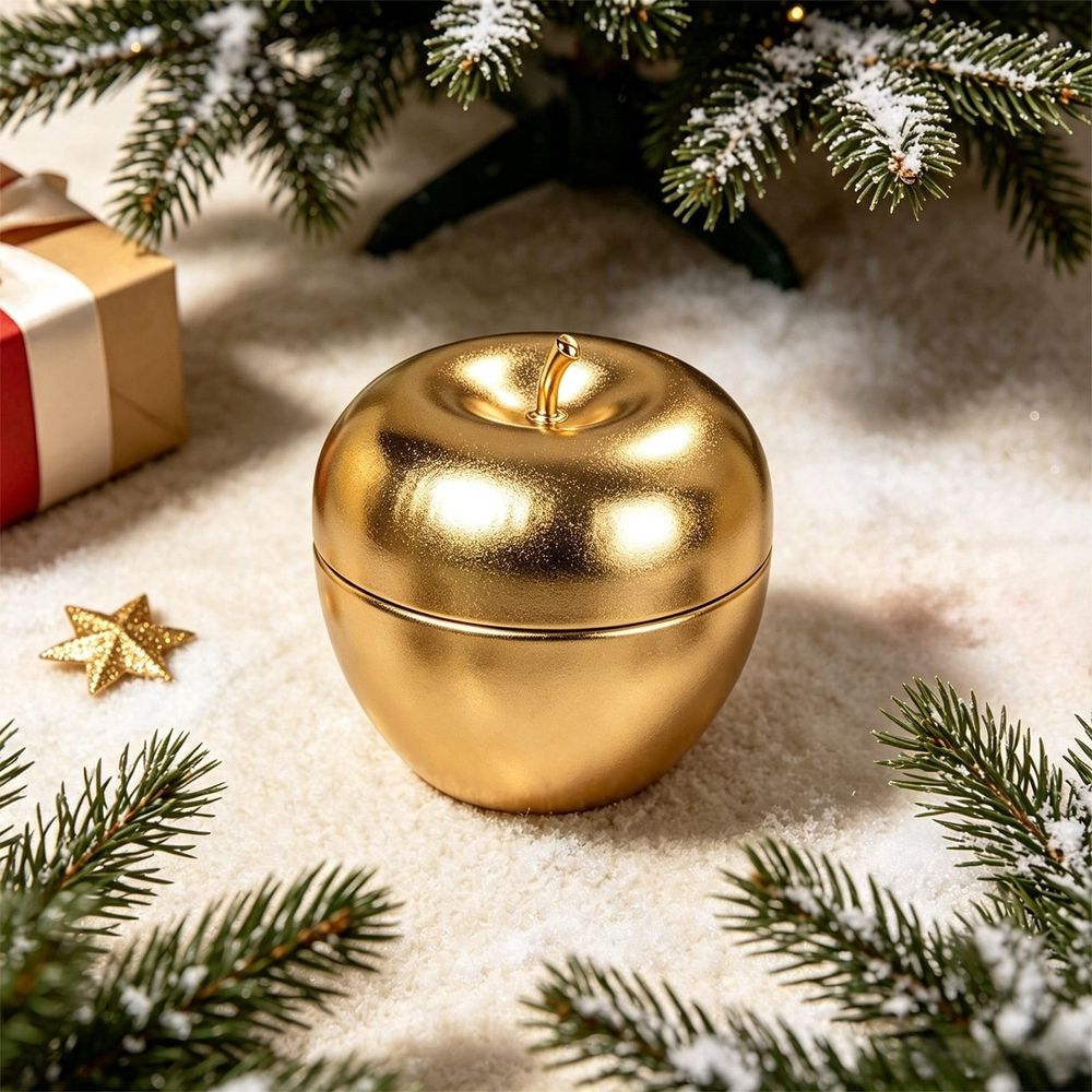 Christmas Storage Box, Metal Tin Box with Lid, Mini Holiday Decoration Organizer Container for Jewelry, Small Items, Desk, Shelf and Gift Packaging, 3 inch Gold