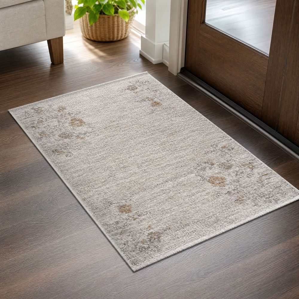 Floral Entry Rug Washable Non Slip Doormat for Kitchen Bathroom Front Door Bedroom Hallway Mudroom Home Decor 24 x 16 inch