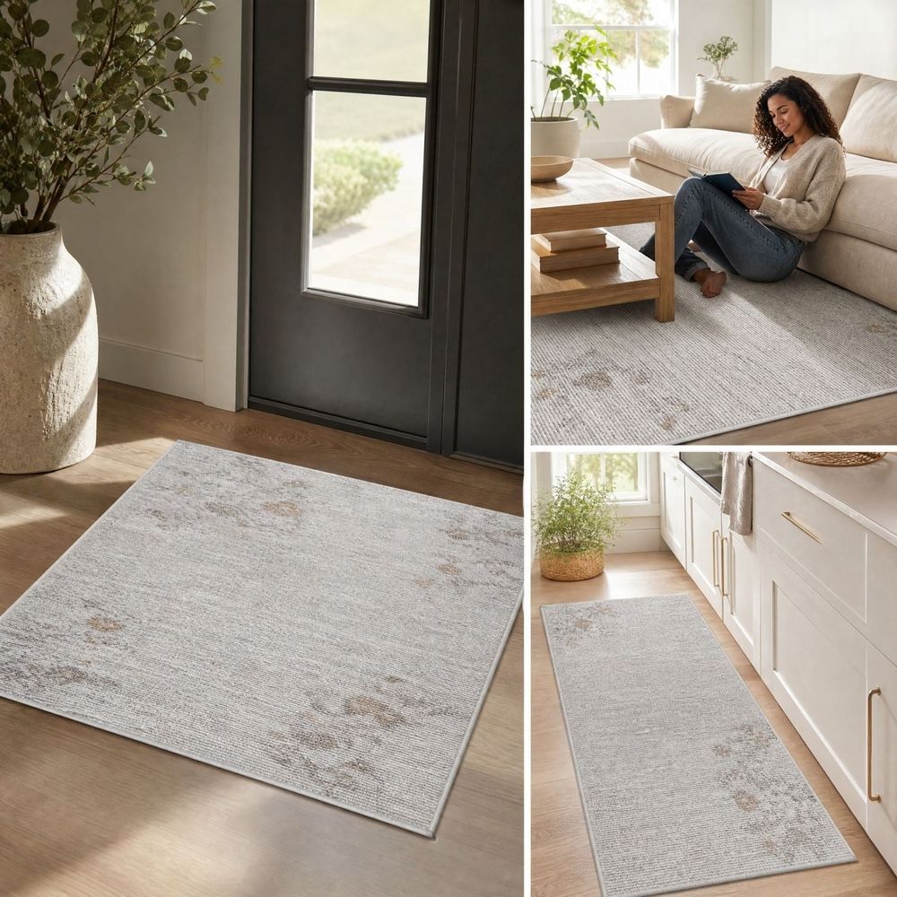 Floral Entry Rug Washable Non Slip Doormat for Kitchen Bathroom Front Door Bedroom Hallway Mudroom Home Decor 24 x 16 inch