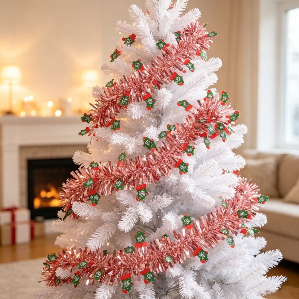 Christmas Tree Garland Ribbon, 79 inch Holiday Hanging Decoration for Christmas Tree, Stair Railing, Window and Home Decor