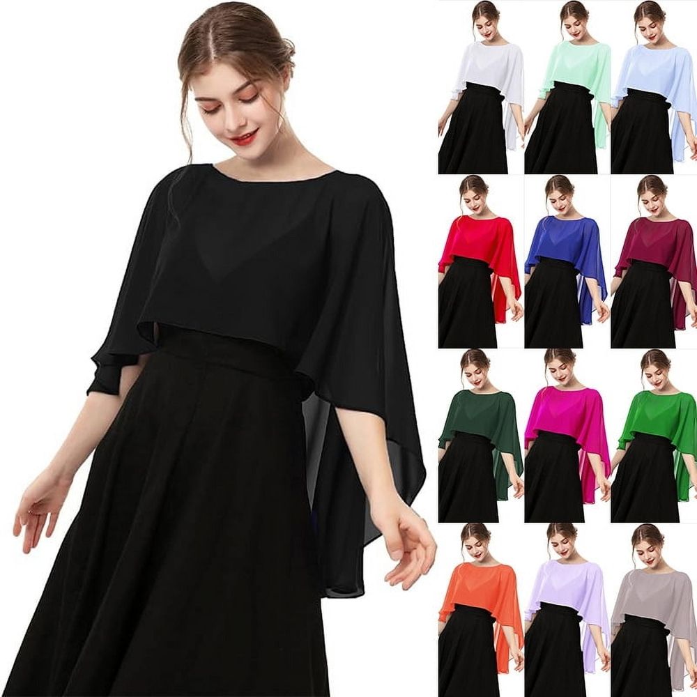 Sheer Chiffon Capes Soft Capelets for Women, Lightweight Shawls and Wraps for Evening Party Dress Cover Up