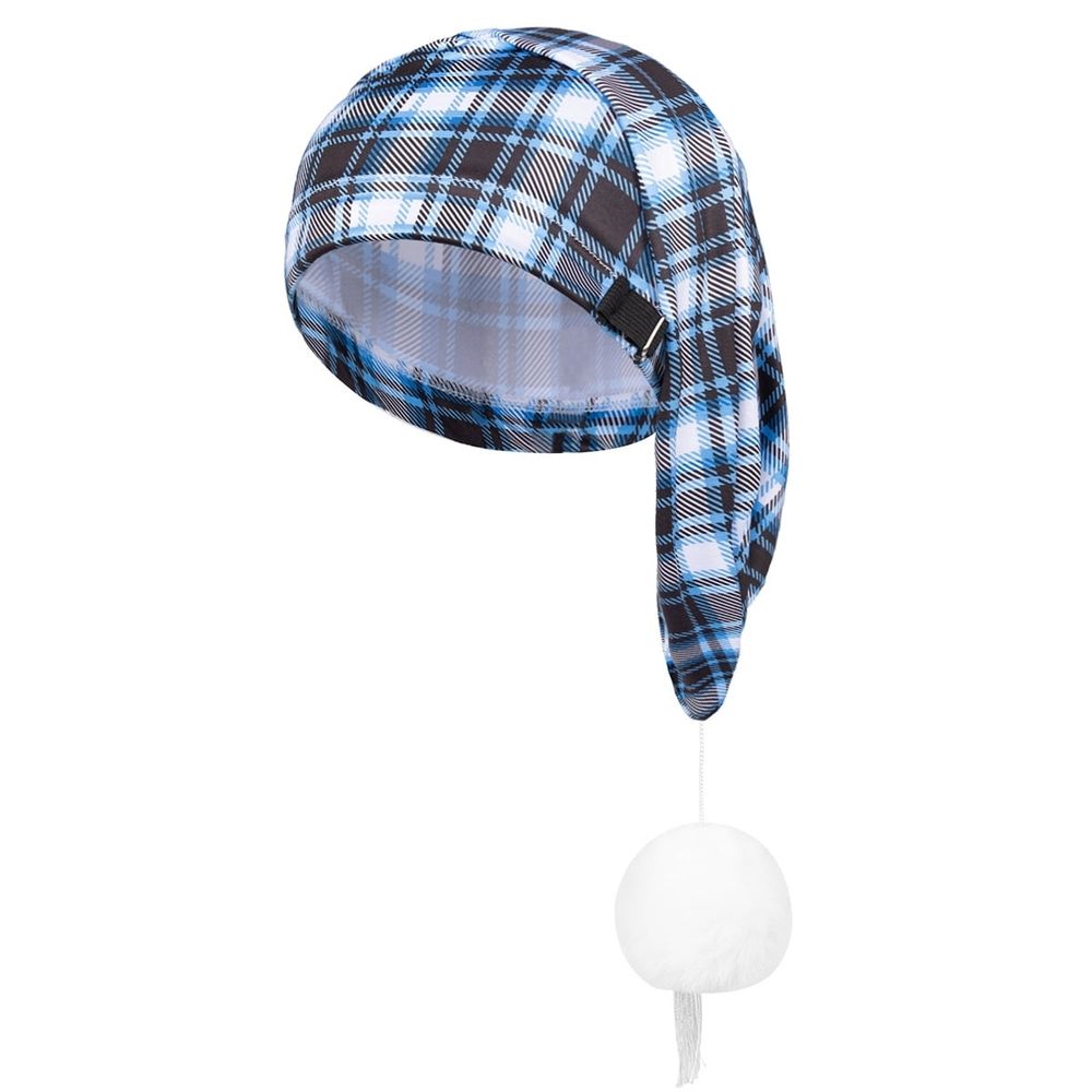 Sleeping Cap for Men Adjustable Sleep Cap Men Buffalo Plaid Night Hat with Ball Tassel for Winter Christmas