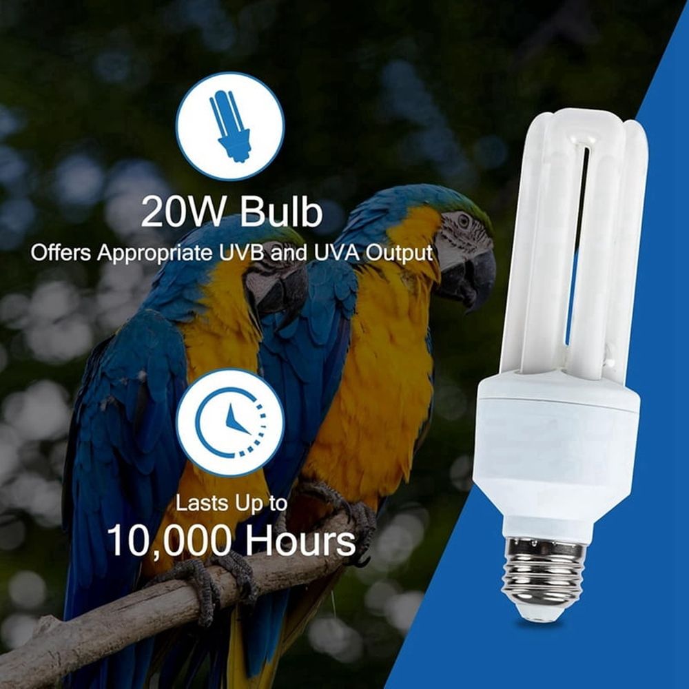 Light Bulb for Birds 2.4 UVB 20W Compact Flourescent Lamp for All Kinds Captive Birds A