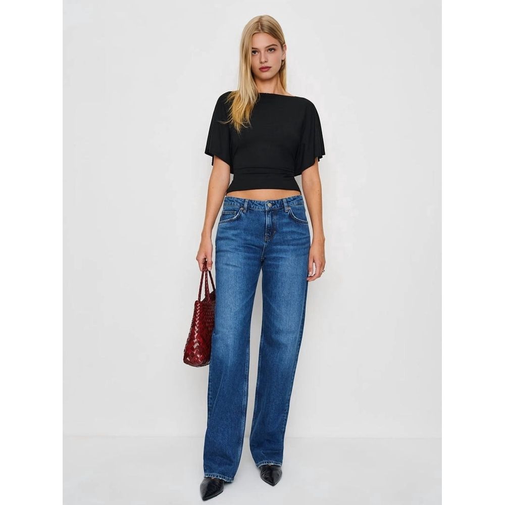 Women'S Wrap Tops Casual Short Sleeve Tie Back Cinched Waist T Shirts Trendy Boat Neck Blouse