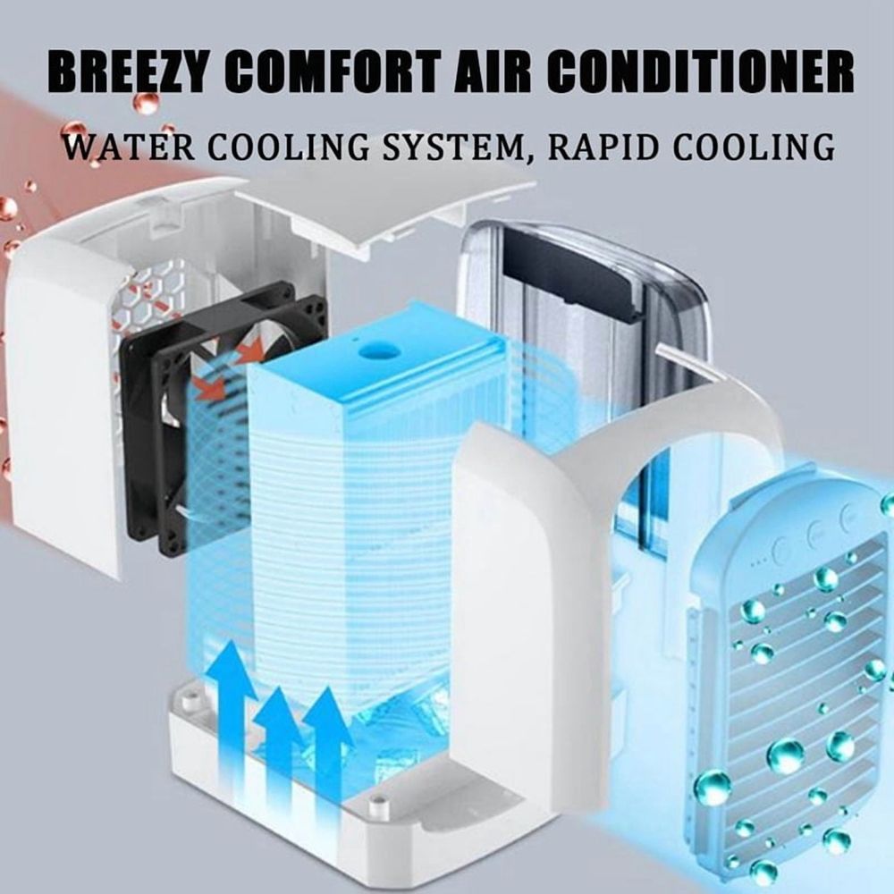 3 Speed, 380ml Water Tank, Low Noise, Portable Ac Fast Cooling, Humidifier, Fan for Bedroom Home