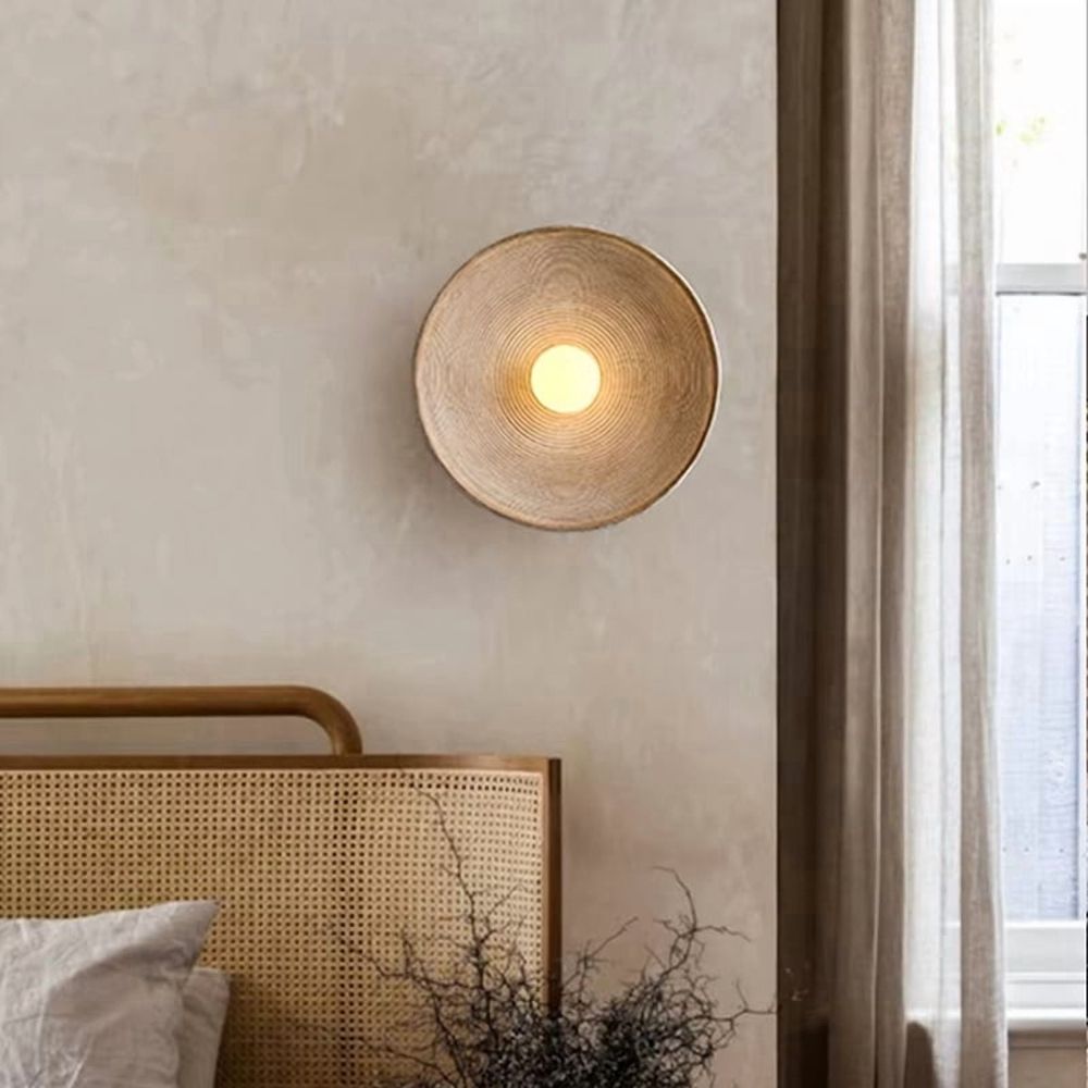 Living Room Resin Wall Lamp - Vintage Japanese Style, 220V, Bedside Background Light