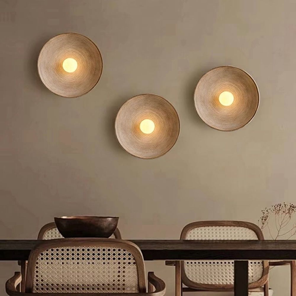 Living Room Resin Wall Lamp - Vintage Japanese Style, 220V, Bedside Background Light