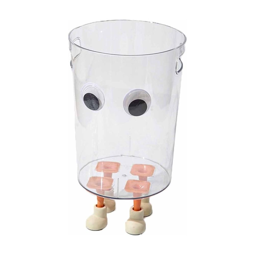 Transparent Plastic Trash Can with Cute Eyes and Feet Design for Kitchen Bathroom Bedroom Office Waste Bin Multicolor 8.74x7.48 in 22.2x19 cm