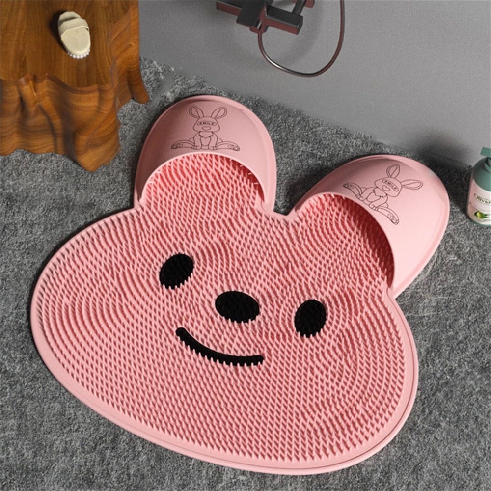 Silicone Bunny Foot Rubbing Mat, Bathroom Non-Slip Shower Massage Mat for Feet, 12x12in (30x30cm), Hanging Design with Suction Cups, Soft Easy Drain