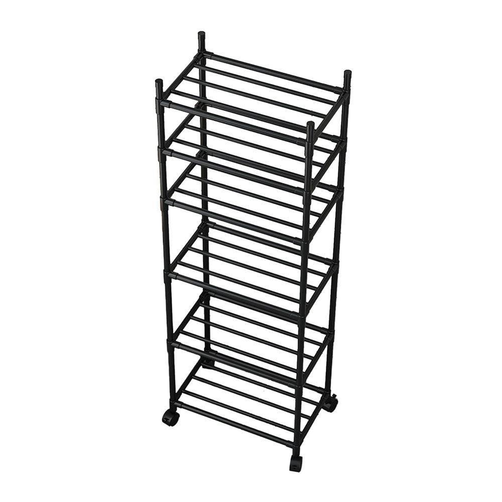 6 Tier Rolling Kitchen Storage Cart with Wheels, Multi-Purpose Organizer for Living Room Bathroom Toys Books, Plastic Shelving Trolley with Ventilated Shelves, 66.9 Inches High