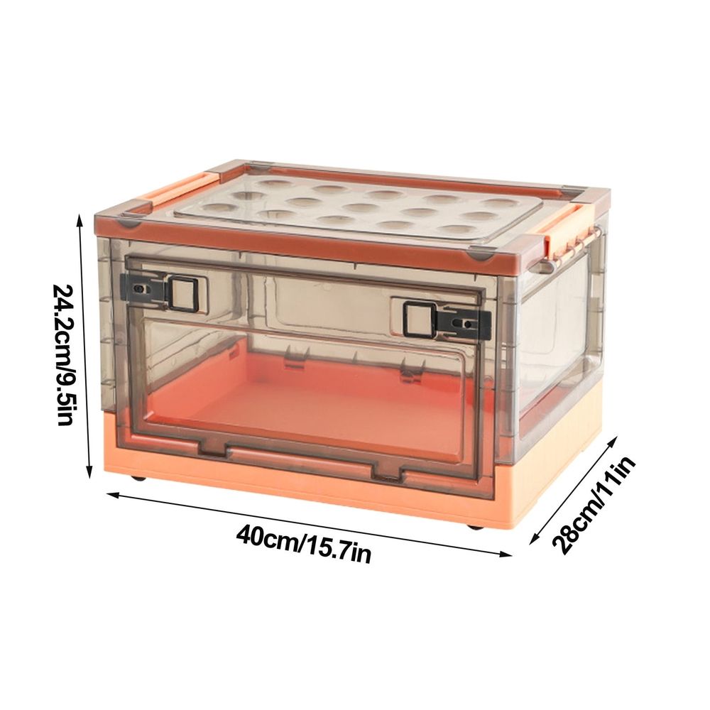 Foldable Plastic Storage Box with Lid, Clear Transparent Organizer Bin for Clothes Blankets, Large Capacity with Wheels, 15 x 11 x 9.5 Inches