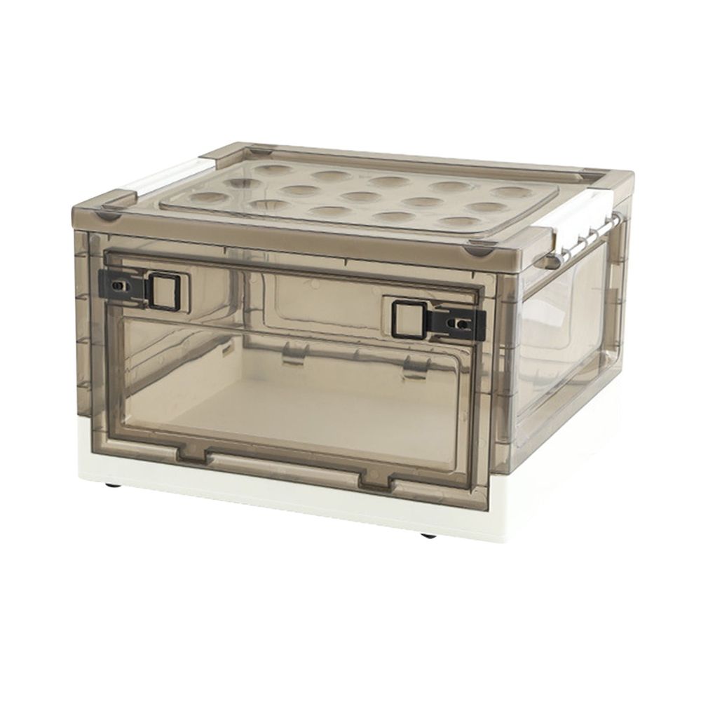 Foldable Plastic Storage Box with Lid, Clear Transparent Organizer Bin for Clothes Blankets, Large Capacity with Wheels, 15 x 11 x 9.5 Inches