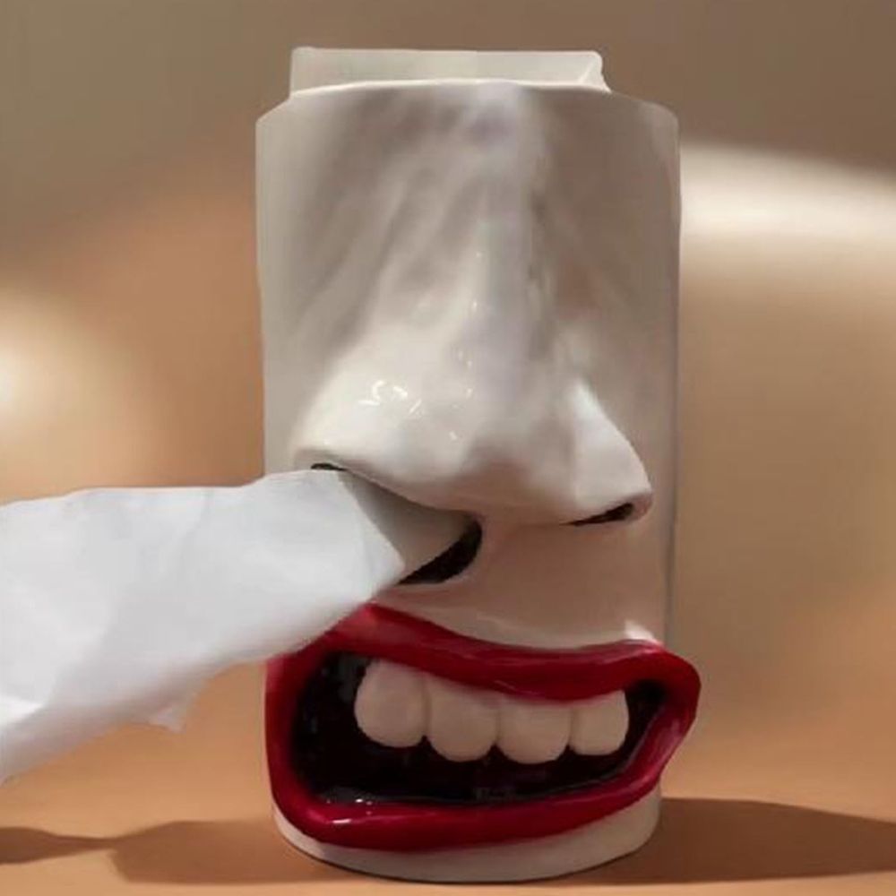 Funny Nose Shaped Resin Tissue Box Cover, Quirky Desktop Tissue Holder for Living Room Office Decoration, Whimsical Home Accent, 5x3 Inch
